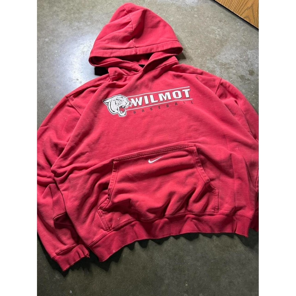 Vintage 2000s Nike Team Wilmot Baseball Pocket Swoosh Thrashed Hoodie SZ XL